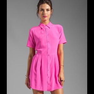 Equipment pink silk button down dress
